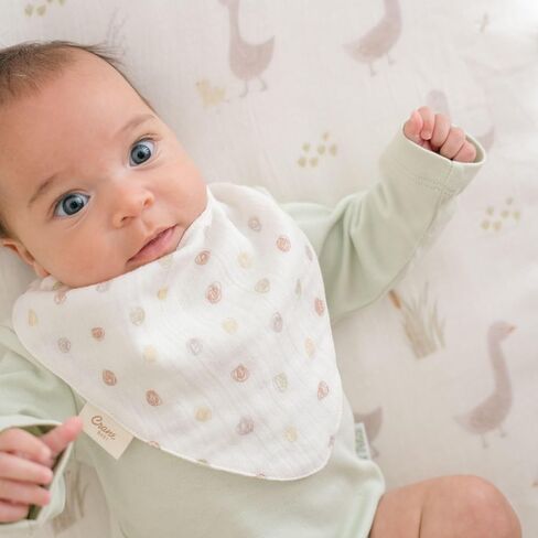 Crane Baby Cotton Bandana Bibs, Charlie Farmhouse Goose 3-pc. Set, Baby Bibs for Drooling and Teething, Rustic Farm Nursery Theme, Tractor Bib For Newborn, Bib For Babies in Kuwait