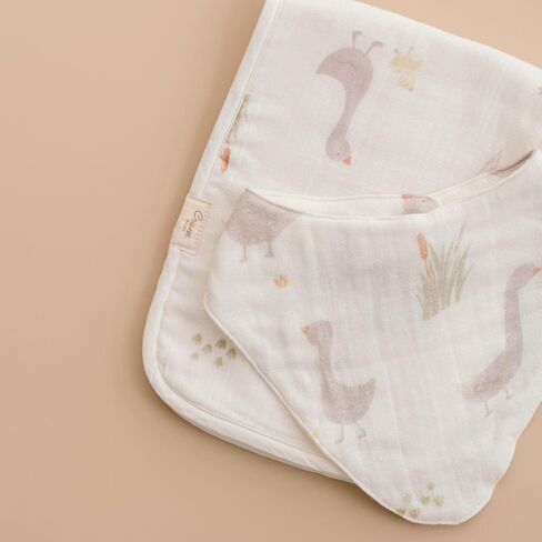 Crane Baby Cotton Bandana Bibs, Charlie Farmhouse Goose 3-pc. Set, Baby Bibs for Drooling and Teething, Rustic Farm Nursery Theme, Tractor Bib For Newborn, Bib For Babies in Kuwait