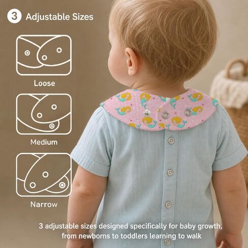 6-Pack Baby Drool Bibs for Baby Girls, Mermaid Cotton Baby Bibs for Drooling Teething Feeding, Soft Absorbent Bandana Bibs with Adjustable Snaps for Newborn Infants in Kuwait
