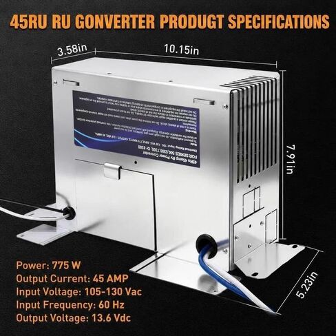 45 Amp RV Power Converter, 3-Stage Charger 45RU Direct Replacement for Parallax 6345RU Magnetek 7345, 110V AC to 12V DC Deck Mount for 500/5300/7300/8300 RV Camper Trailer, 6-Protection Quiet Fan in Kuwait