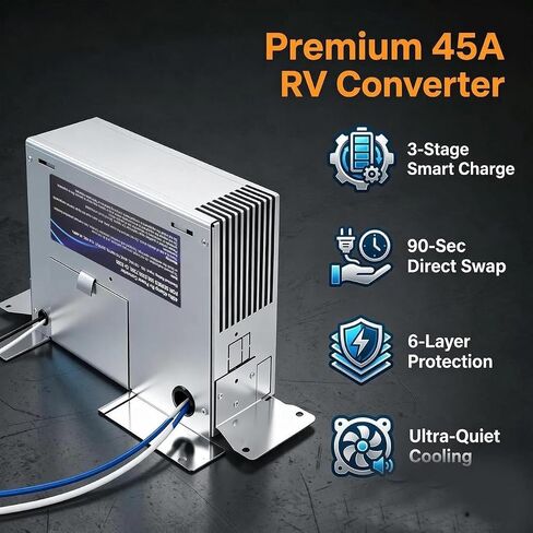 45 Amp RV Power Converter, 3-Stage Charger 45RU Direct Replacement for Parallax 6345RU Magnetek 7345, 110V AC to 12V DC Deck Mount for 500/5300/7300/8300 RV Camper Trailer, 6-Protection Quiet Fan in Kuwait