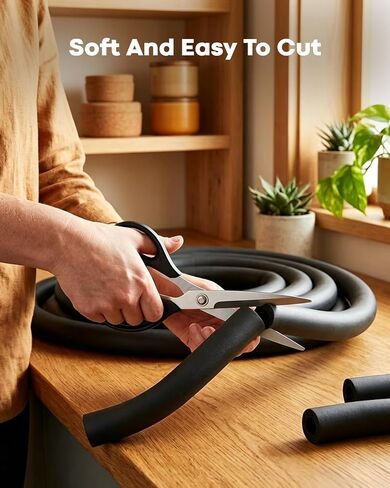 2 Pcs Pipe Insulation Tubing, 70.9 Inch Long 1.7 Inch OD, 1 Inch ID Pipe Insulation Foam Tube, Foam Pipe Insulation for Indoor and Outdoor Pipeline, Table Corner Edge Protection (Black) in Kuwait