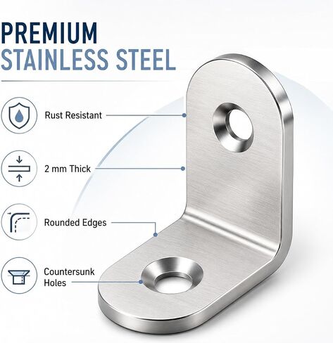 30PCS Stainless Steel L Brackets for Wood with Screws, Small 90 Degree Corner Braces,Cabinet, Drawer, Furniture Repair & Woodworking (1x1 Inch) in Kuwait