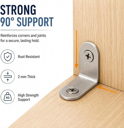 30PCS Stainless Steel L Brackets for Wood with Screws, Small 90 Degree Corner Braces,Cabinet, Drawer, Furniture Repair & Woodworking (1x1 Inch) in Kuwait