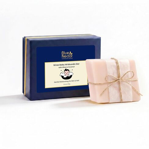 Blue Nectar Baby Mridusnan Bar with Ghee & Coconut Oil | Gentle Baby Soap Bar for Body | Mild Baby Bath Soap for Delicate Skin | Baby Body Wash Bar, Sulphate & Paraben Free (150 g) in Kuwait