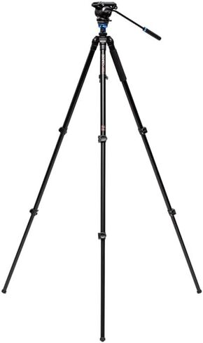 Benro A2573F Aluminum Outdoors Tripod for Spotting Scopes, Binoculars, Rifle Ranges, Leveling Base, Smooth Fluid Head wi/Sliding Plate, Adjustable Legs, Flip Locks, 70" Max Ht, 8.8lb Payload in Kuwait