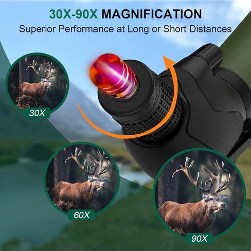 30-90x92 UHD Spotting Scope with Tripod Carrying Bag & Upgraded Phone Adapter - Super Bright BAK4 Prism Waterproof Spotting Scopes for Target Shooting, Hunting, Bird Watching in Kuwait