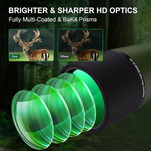 30-90x92 UHD Spotting Scope with Tripod Carrying Bag & Upgraded Phone Adapter - Super Bright BAK4 Prism Waterproof Spotting Scopes for Target Shooting, Hunting, Bird Watching in Kuwait