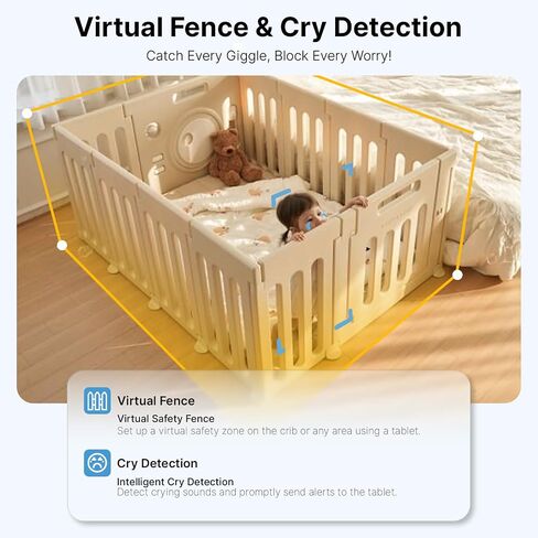 Ognee Baby Monitor with Camera and Audio, 24h Recording Playback, Baby Monitor with Crib Mount, 5" IPS 2K Display, SD Card, Remote Pan-Tilt-Zoom, 2-Way Talk, No WiFi, Night Vision, Safety Zone Alert in Kuwait