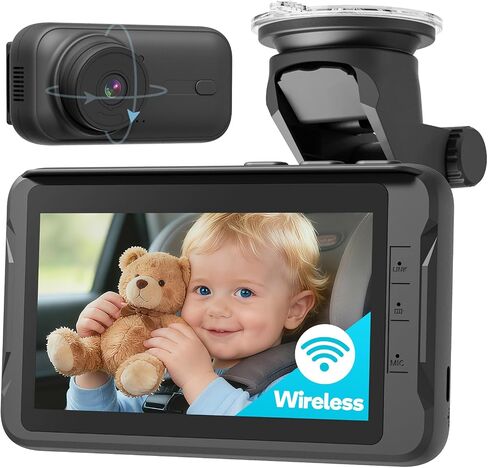 Wireless Baby Car Camera, Totsafe Car Baby Monitor No Wi-Fi Needed, Auto Night Vision IR-Cut Adjustable Lens, Long Battery for Rear-Facing Seat Long Trips, Newborn Travel Essentials in Saudi Arabia