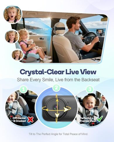 Wireless Baby Car Camera, Totsafe Car Baby Monitor No Wi-Fi Needed, Auto Night Vision IR-Cut Adjustable Lens, Long Battery for Rear-Facing Seat Long Trips, Newborn Travel Essentials in Saudi Arabia