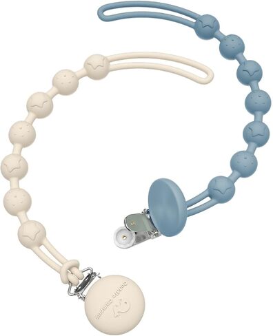 Cuddle Campus Silicone Pacifier Clip Holder with One Piece Design,Soft Flexible Binky Clips with Texture for Baby Boy and Girl Pack of 2 (6m+) in Kuwait