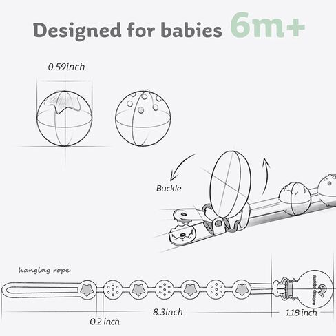 Cuddle Campus Silicone Pacifier Clip Holder with One Piece Design,Soft Flexible Binky Clips with Texture for Baby Boy and Girl Pack of 2 (6m+) in Kuwait