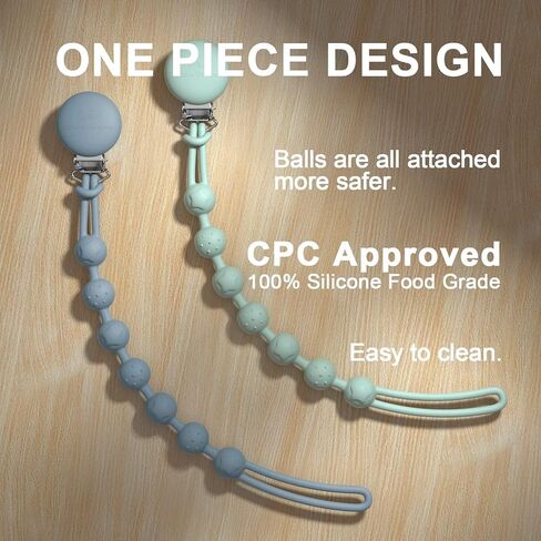 Cuddle Campus Silicone Pacifier Clip Holder with One Piece Design,Soft Flexible Binky Clips with Texture for Baby Boy and Girl Pack of 2 (6m+) in Kuwait
