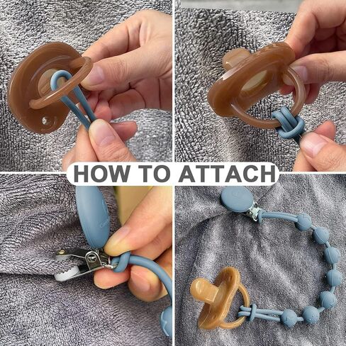 Cuddle Campus Silicone Pacifier Clip Holder with One Piece Design,Soft Flexible Binky Clips with Texture for Baby Boy and Girl Pack of 2 (6m+) in Kuwait