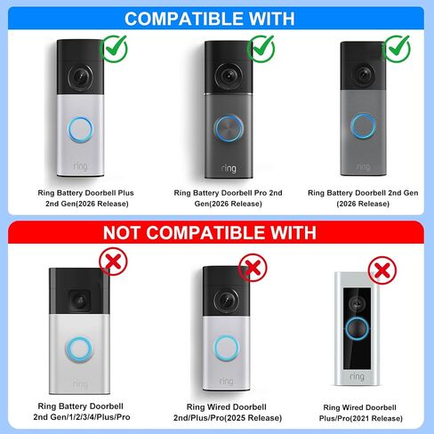 No Drill Mount for Ring Battery Doorbell/Plus/Pro (2nd Gen 2026 Release), Adhesive Mounting Bracket for Ring Camera Doorbell, Metal Doorbell Wall Holder for Apartments/Office/Rental, Easy to Install in Kuwait