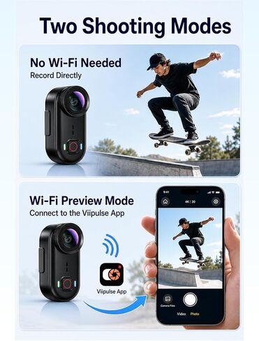 4K Waterproof Mini Action Camera, 64GB WiFi POV Video Wearable Body Camera | Magnetic pendant, clip mount, charging base, hands-free POV recording for motorcycle, hiking and sports in Kuwait