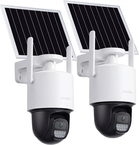 Anona Orbis Solar Security Camera Wireless Outdoor, 2.5K 4MP 360° Coverage PTZ Cameras, 24/7 AOV Recording, Color Night Vision, AI Human Detection, Auto Tracking, No Monthly Fee, IP66, 2.4GHz Wi-Fi in Kuwait