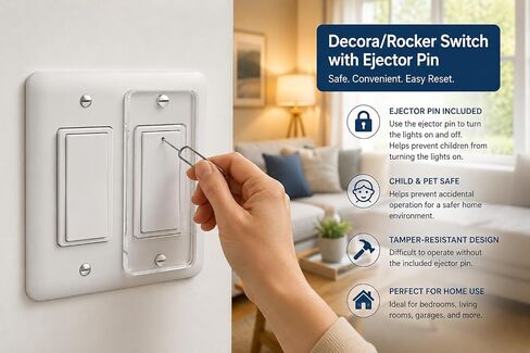 Child Proof Light Switch Cover Guard for Decora/Rocker Switches, Clear Acrylic Tamper Resistant Cover with Ejector Pin Access, Screw-On Switch Protector in Kuwait