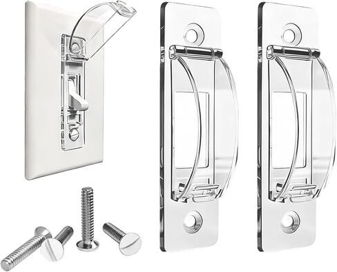 2 Pack Clear Light Switch Guard, Child Proof Light Switch Cover Lock, Prevent Accidental ON/Off Toggle Switch Protector, Includes Screws in Kuwait