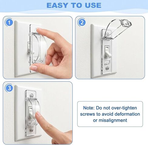 2 Pack Clear Light Switch Guard, Child Proof Light Switch Cover Lock, Prevent Accidental ON/Off Toggle Switch Protector, Includes Screws in Kuwait