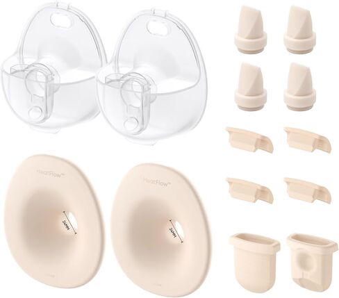 eufy Original 24mm Flange, Milk Container[2-Pack], Diaphragm [2-Pack] & Duckbill Valves[4-Pack], Spout Cap [4-Pack], Replacement Accessories for Wearable Breast Pump S1/S1 Pro in Kuwait