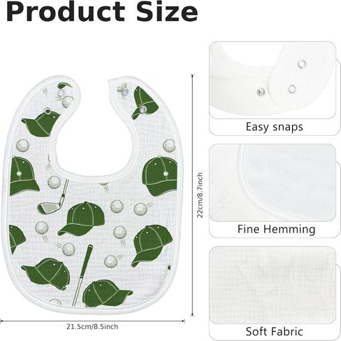 6-Pack Baby Muslin Drool Bibs for Boys Soft Cotton Sports Theme Infants Drool Bibs Extra Absorbent Feeding Teething Bib with Adjustable Snaps for Newborns Infant Toddlers Football Baseball Soccer Golf in Kuwait