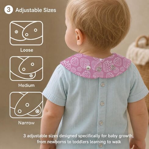 6-Pack Baby Drool Bibs for Girls, Strawberry Cotton Baby Bibs for Drooling Teething Feeding, Soft Absorbent Bandana Bibs with Adjustable Snaps for Newborn Infants in Kuwait