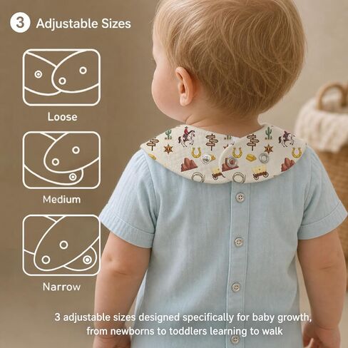 6-Pack Baby Drool Bibs for Baby Boys Girls, Western Cowboy Cotton Baby Bibs for Drooling Teething Feeding, Soft Absorbent Bandana Bibs with Adjustable Snaps for Newborn Infants in Kuwait