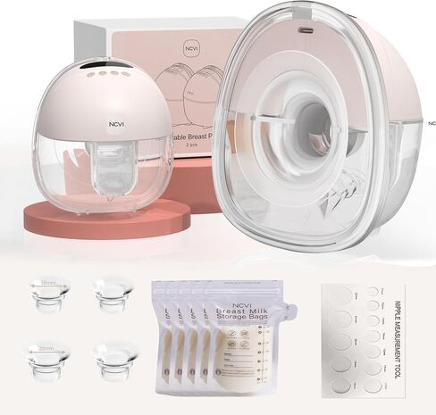 NCVI Wearable Breast Pump, Discreet & Wireless for Mom Working or Outsides | -300mmHg Suction,180min Battery Life with 4 Modes 9 Levels, 19-24mm Flange, Anti-Leakage ,Portable & quiet pump for low milk in Kuwait