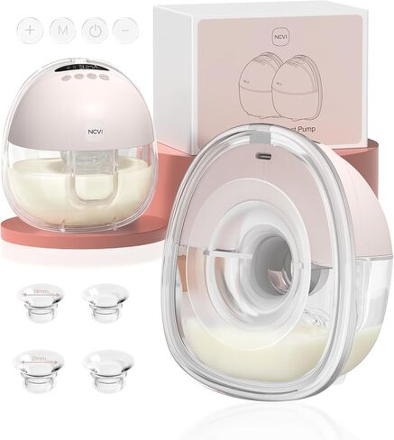 NCVI Wearable Breast Pump, Discreet & Wireless for Mom Working or Outsides | -300mmHg Suction,180min Battery Life with 4 Modes 9 Levels, 19-24mm Flange, Anti-Leakage ,Portable & quiet pump for low milk in Kuwait