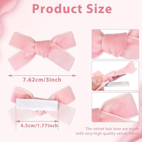 CÉLLOT 20 Pcs 3" Velvet Hair Bows with Fully Lined Clips for Girls in Pairs | Fuzzy Hair Clips | for Toddlers Infants in Kuwait