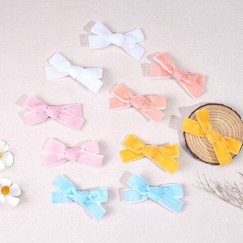 CÉLLOT 20 Pcs 3" Velvet Hair Bows with Fully Lined Clips for Girls in Pairs | Fuzzy Hair Clips | for Toddlers Infants in Kuwait