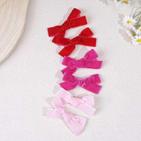 CÉLLOT 20 Pcs 3" Velvet Hair Bows with Fully Lined Clips for Girls in Pairs | Fuzzy Hair Clips | for Toddlers Infants in Kuwait