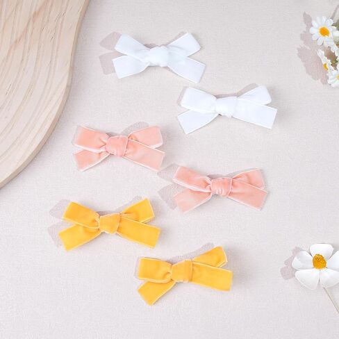 CÉLLOT 20 Pcs 3" Velvet Hair Bows with Fully Lined Clips for Girls in Pairs | Fuzzy Hair Clips | for Toddlers Infants in Kuwait