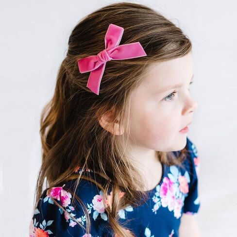 CÉLLOT 20 Pcs 3" Velvet Hair Bows with Fully Lined Clips for Girls in Pairs | Fuzzy Hair Clips | for Toddlers Infants in Kuwait