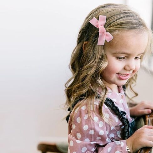 CÉLLOT 20 Pcs 3" Velvet Hair Bows with Fully Lined Clips for Girls in Pairs | Fuzzy Hair Clips | for Toddlers Infants in Kuwait