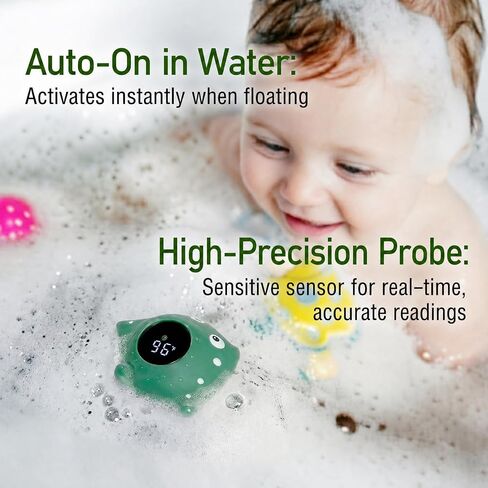 Baby Bath Thermometer, Manta Ray Won't Flip Over, 3-Icon Alert, Auto On/Off | Floating Digital Bathtub Water Thermometer for Newborn Infant Toddler, IP67 Waterproof, BPA-Free ABS, °F/°C, Battery Included in Kuwait