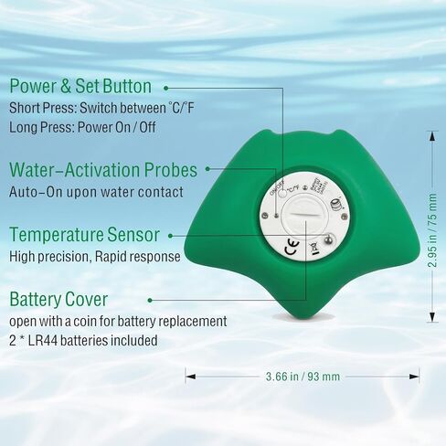 Baby Bath Thermometer, Manta Ray Won't Flip Over, 3-Icon Alert, Auto On/Off | Floating Digital Bathtub Water Thermometer for Newborn Infant Toddler, IP67 Waterproof, BPA-Free ABS, °F/°C, Battery Included in Kuwait
