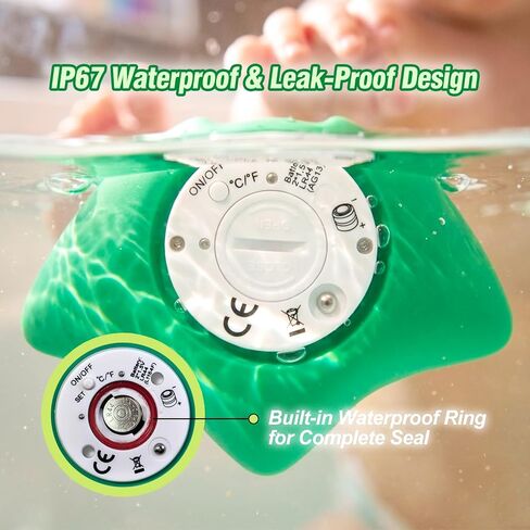 Baby Bath Thermometer, Manta Ray Won't Flip Over, 3-Icon Alert, Auto On/Off | Floating Digital Bathtub Water Thermometer for Newborn Infant Toddler, IP67 Waterproof, BPA-Free ABS, °F/°C, Battery Included in Kuwait