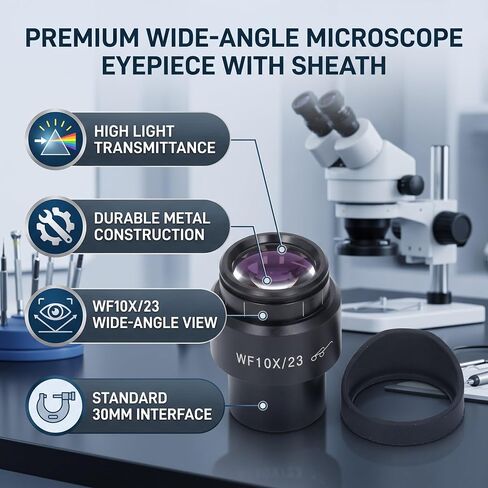 Microscope Lens WF10X/23 Widefield Ocular Lens Adjustable Quality Eyepiece with Sheath 30mm Interface in Kuwait