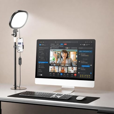 PQRQP Ring Light for Desk, Soft Lighting for Zoom & Video Calls, Selfie Light with Stand & Phone Holder, CRI 97+ Webcam Light for Recording, Streaming, Home Office in Kuwait