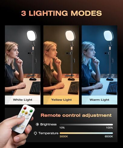 PQRQP Ring Light for Desk, Soft Lighting for Zoom & Video Calls, Selfie Light with Stand & Phone Holder, CRI 97+ Webcam Light for Recording, Streaming, Home Office in Kuwait