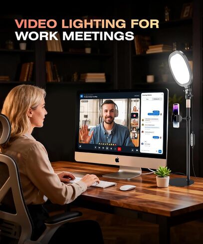 PQRQP Ring Light for Desk, Soft Lighting for Zoom & Video Calls, Selfie Light with Stand & Phone Holder, CRI 97+ Webcam Light for Recording, Streaming, Home Office in Kuwait
