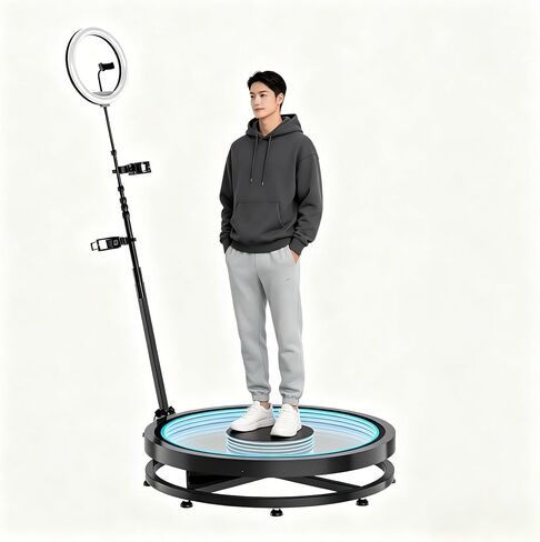 360° Photo Booth Machine with Flight Case – 31.6" Platform for 3-5 People, Remote Control & RGB Lighting in Kuwait