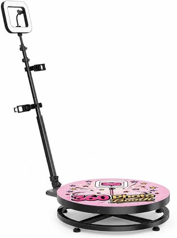 360 Photo Booth Machine for Events, 80cm Rotating Platform Supports 3-5 Guests, App Controlled Lights and Auto Spin Camera in Kuwait