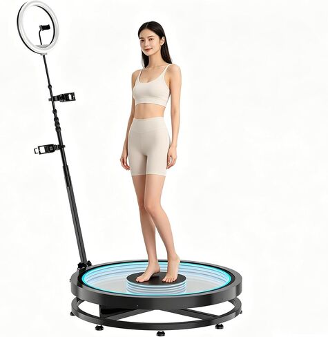 360 Photo Booth Machine with Portable Case, 31.6 Inch Turntable for Group Photos, Remote Operation and Adjustable RGB Lights in Kuwait