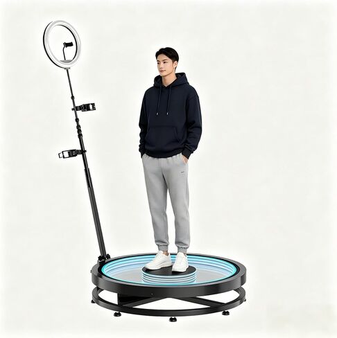 360° Pro Photo Booth with Flight Case – 31.6" Diameter Platform, RGB Light Modes, Remote Capture for 3-5 Persons in Kuwait