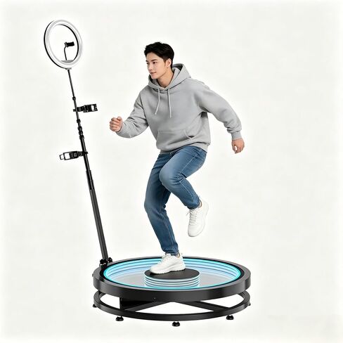 360 Remote Control Booth – Flight Case, 31.6" Rotating Platform for Groups of 3-5, RGB Light Effects in Kuwait