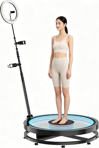 360 Photo Booth Machine with Flight Case, 31.6 Inch Platform for 3-5 People, Remote Control Photography and RGB Lighting in Kuwait